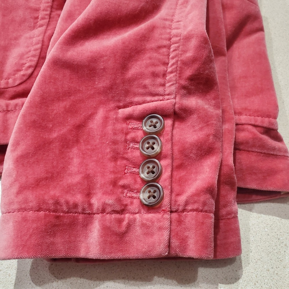 J.Crew Pink Velvet Blazer Women Schoolboy 3-Button Striped Lining - Picture 7 of 11